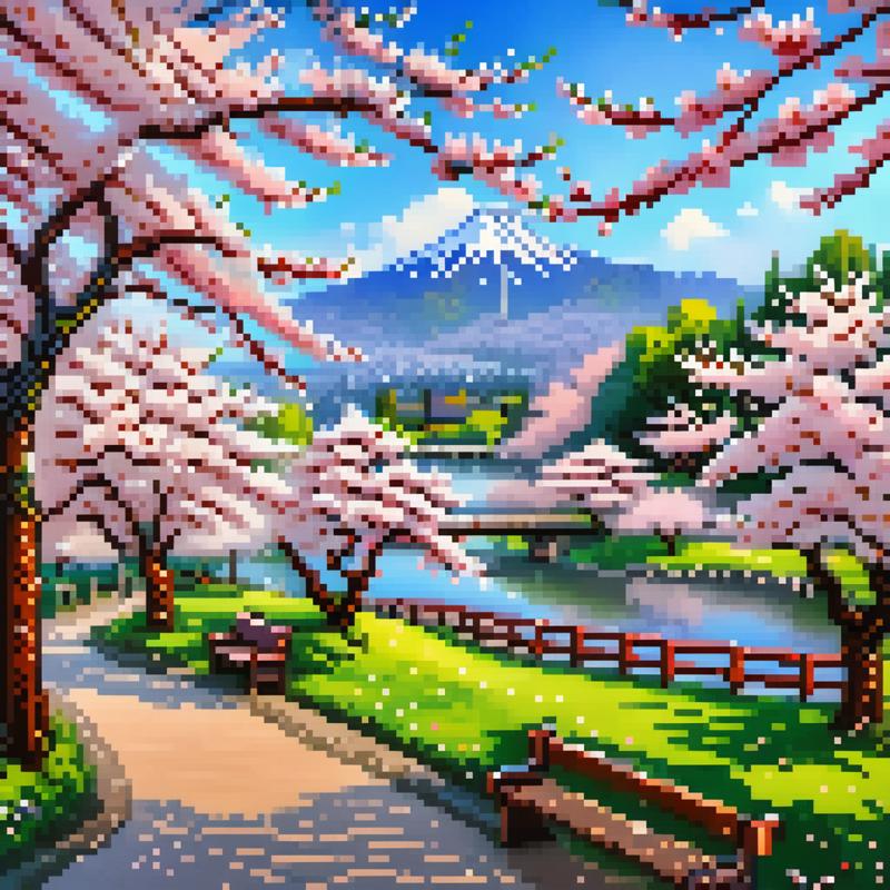 00534-2708208974-scenery, cherry blossoms, no humans, tree, outdoors, grass, day, sky, mountain, petals, bridge, bench, blue sky, cloud, fence, s.png